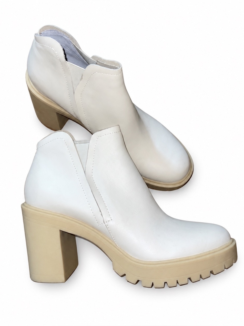 Dolce Vita Cashe H2O Ivory Leather Platform Rain Boots | Women’s Size 10